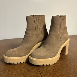 Women's Suede Ankle Boots - Beige